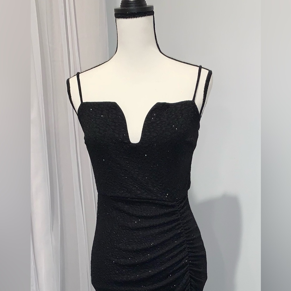 WINDSOR sparkle black vneck high cut formal prom dress size medium large 10 - Picture 11 of 13